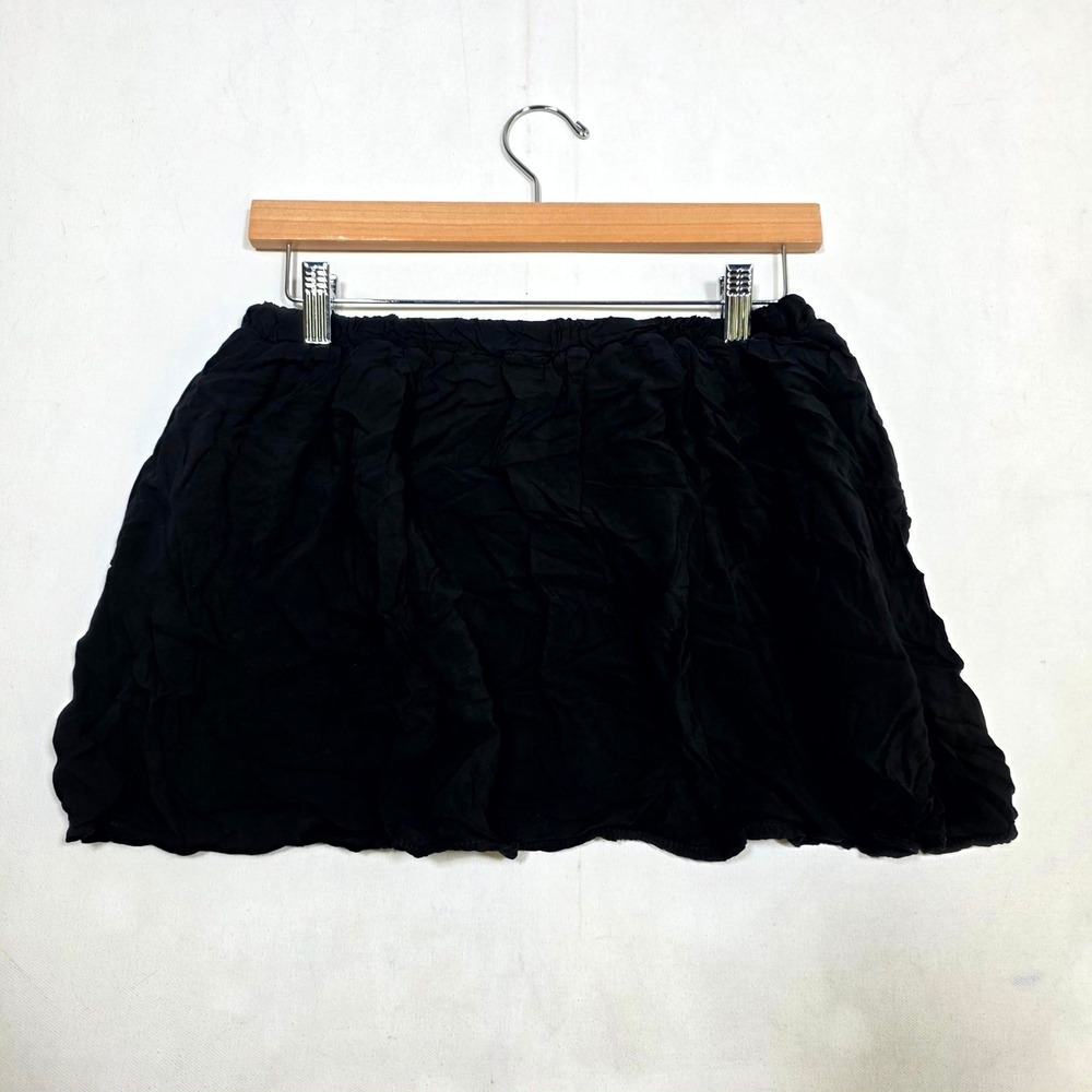 Brandy Melville Mini Skirt Womens One Size Black Elastic Waist Crinkle Ruffle